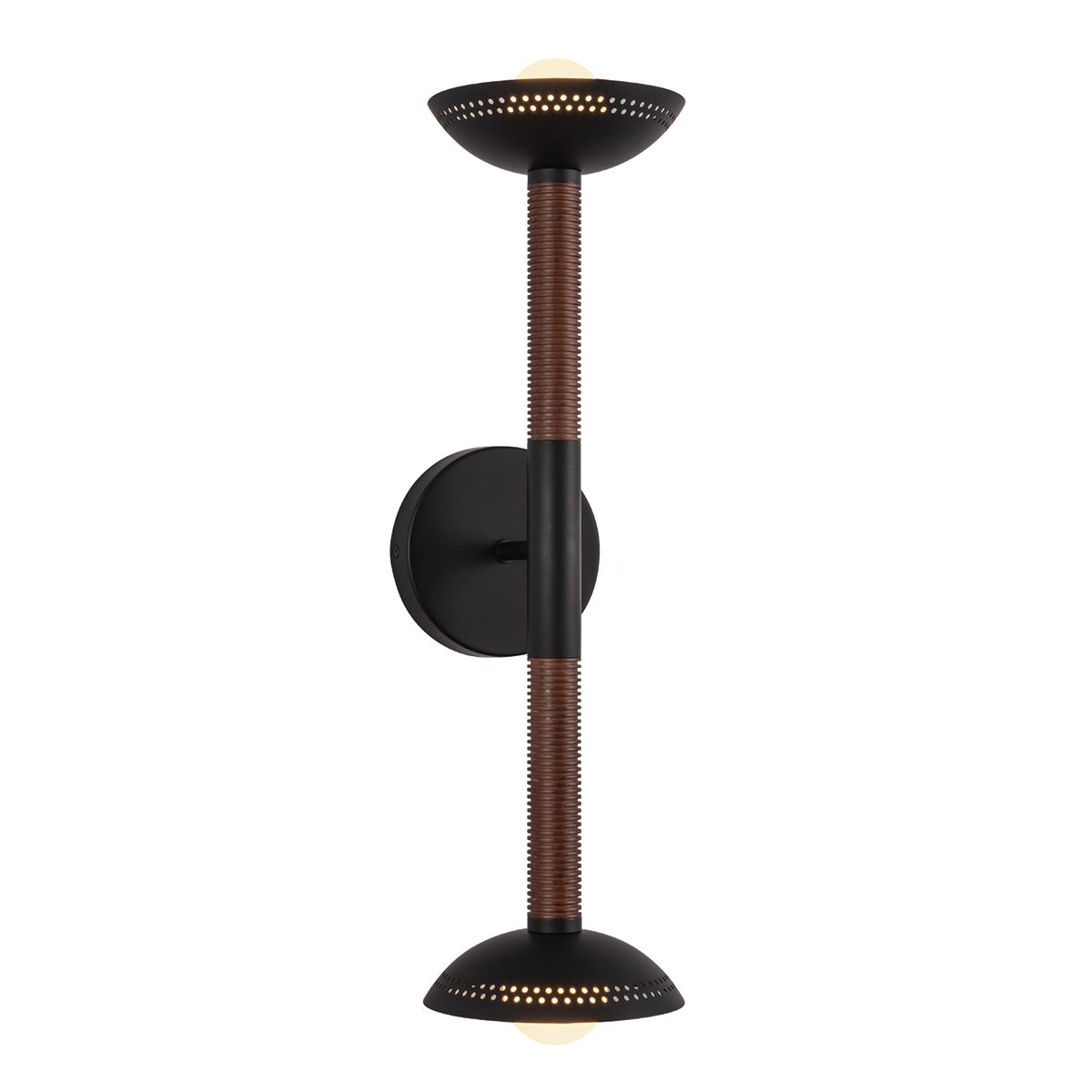ALM-ARDEN-LED-2WB-MB Arden 2 Light LED Wall Light  Matte Black, Walnut Wood Veneer