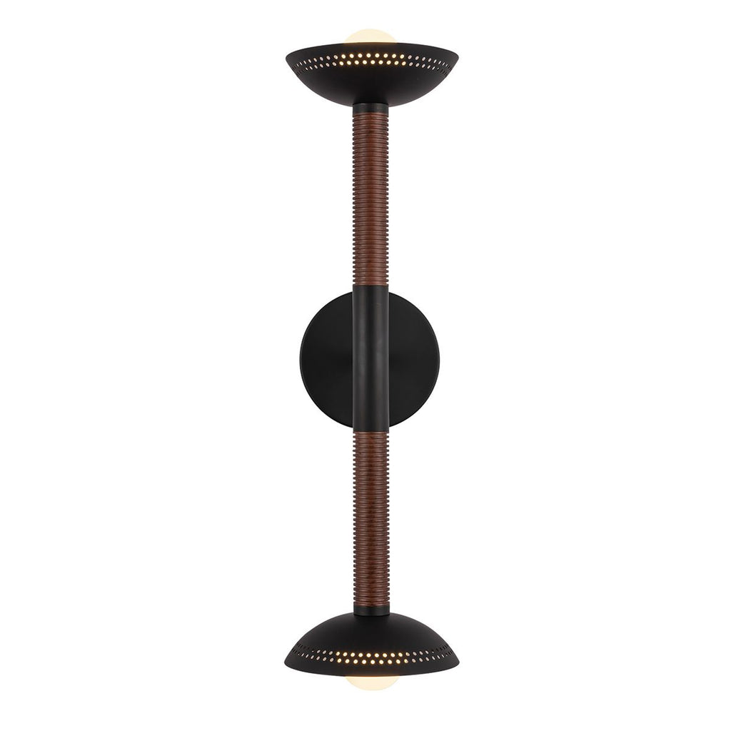 ALM-ARDEN-LED-2WB-MB Arden 2 Light LED Wall Light  Matte Black, Walnut Wood Veneer