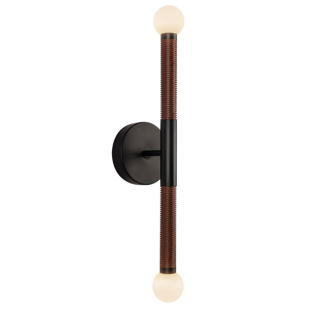 ALM-ARDEN-LED-2WB-MB Arden 2 Light LED Wall Light  Matte Black, Walnut Wood Veneer