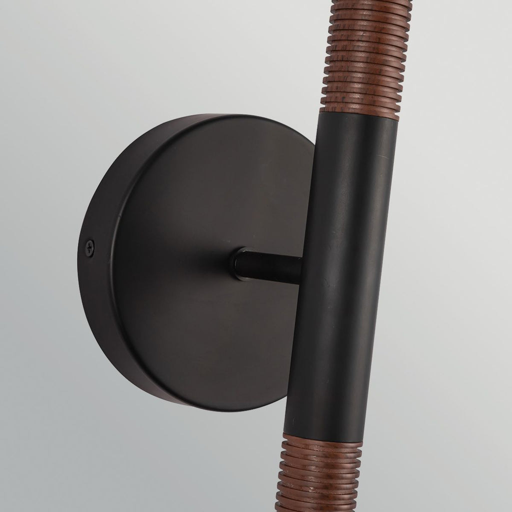 ALM-ARDEN-LED-2WB-MB Arden 2 Light LED Wall Light  Matte Black, Walnut Wood Veneer