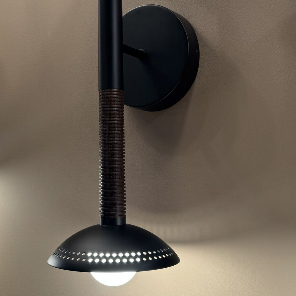ALM-ARDEN-LED-2WB-MB Arden 2 Light LED Wall Light  Matte Black, Walnut Wood Veneer