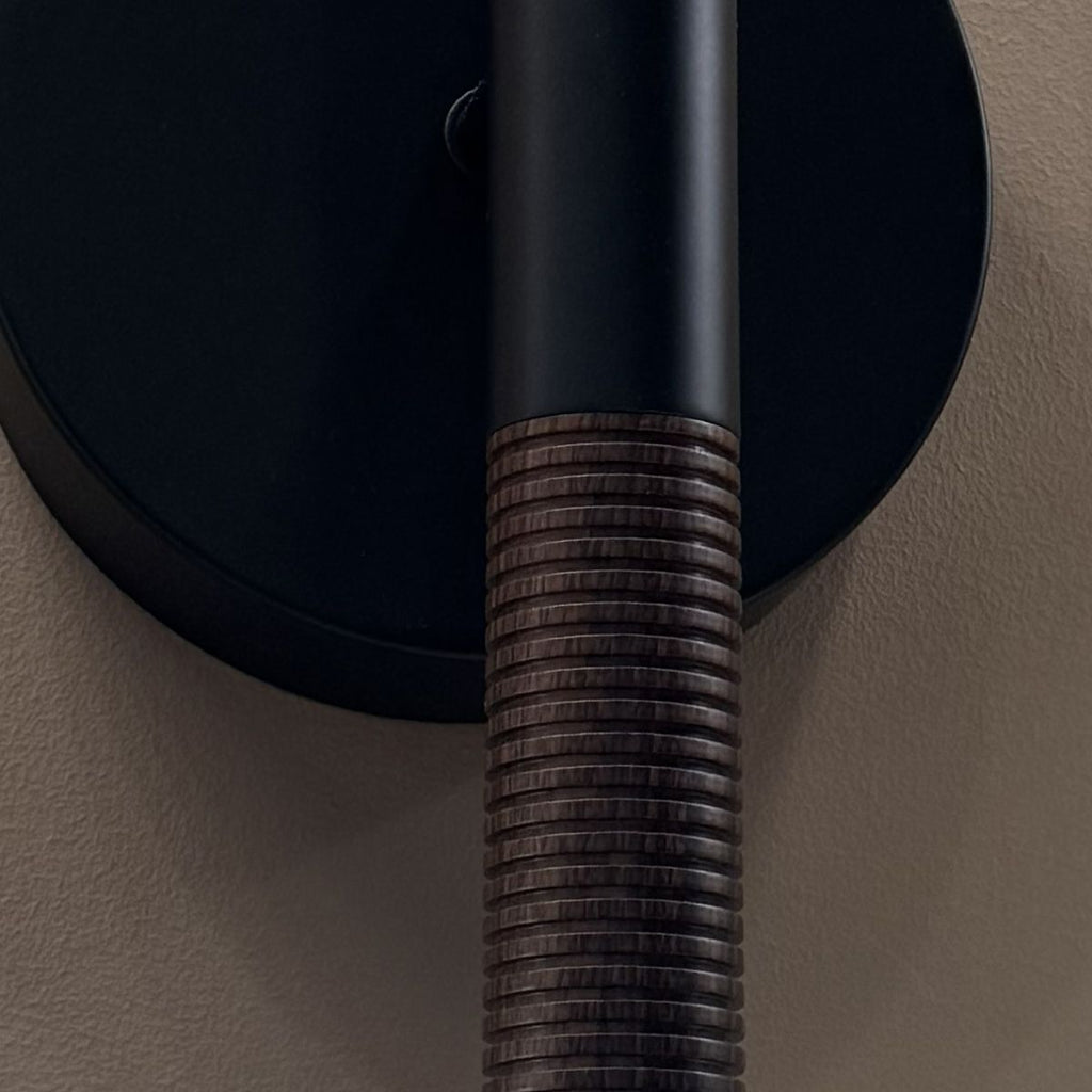 ALM-ARDEN-LED-2WB-MB Arden 2 Light LED Wall Light  Matte Black, Walnut Wood Veneer