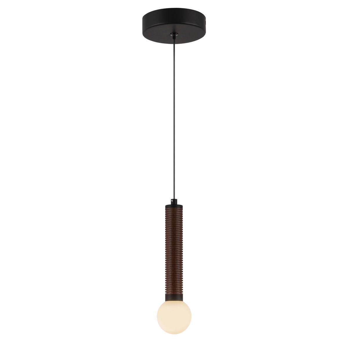 ALM-ARDEN-LED-MP-MB Arden LED Mini Pendant Matte Black, Walnut Wood Veneer