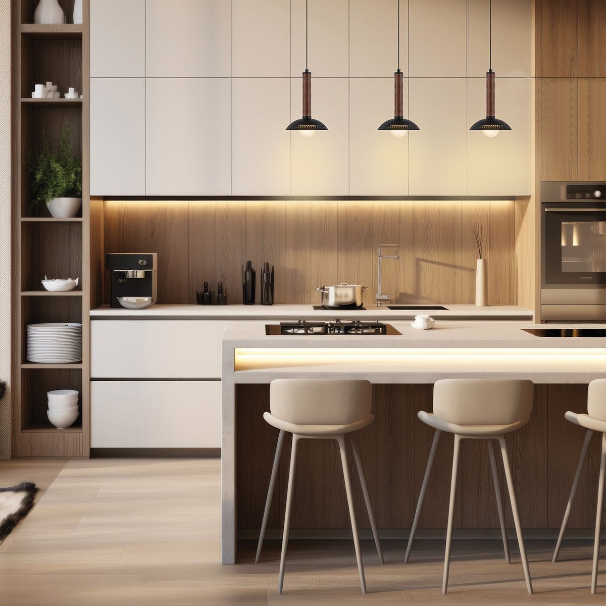 ALM-ARDEN-LED-MP-MB Arden LED Mini Pendant Matte Black, Walnut Wood Veneer