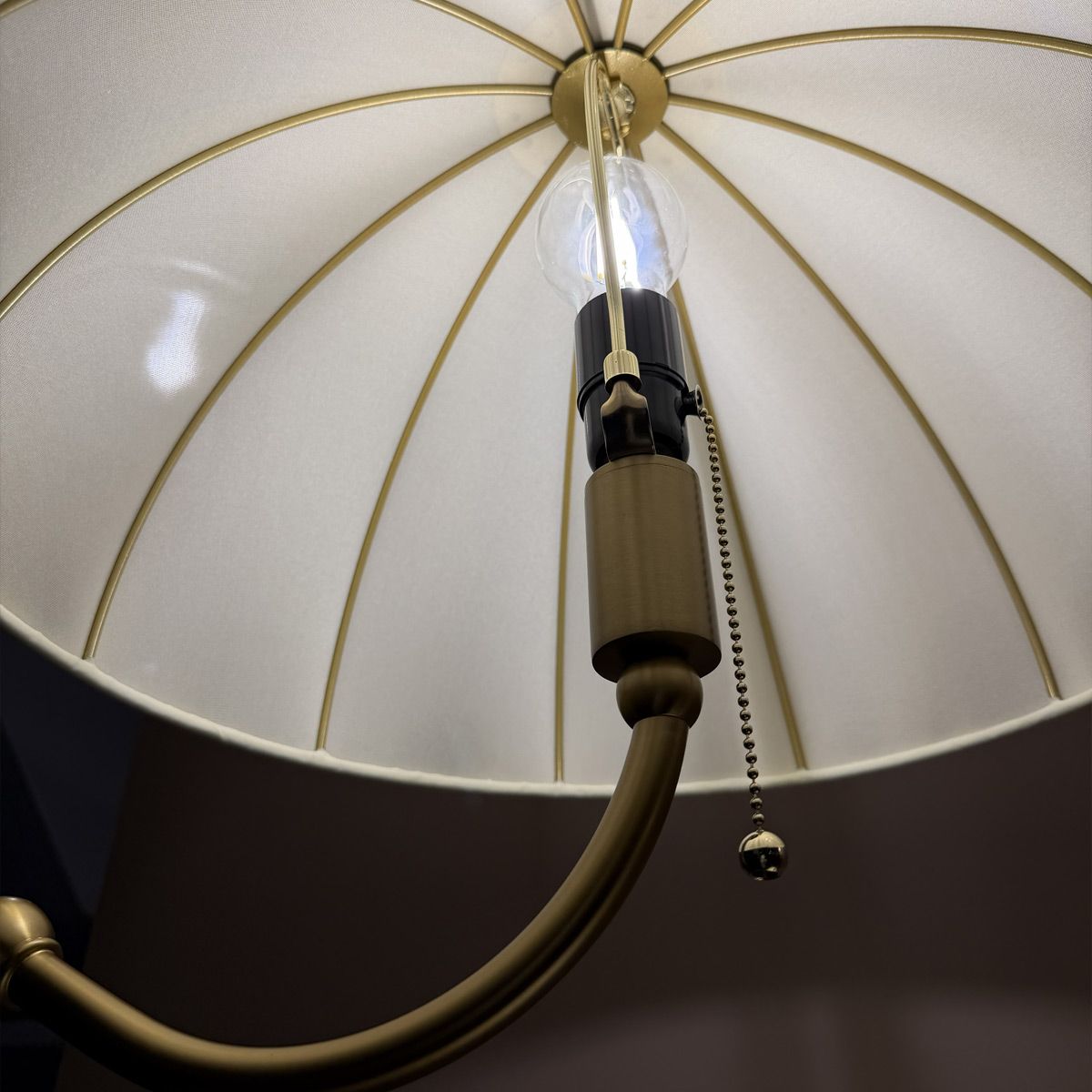 ALM-CROSBY-FL-BG Crosby 1 Light Floor Lamp Satin Cream & Brushed Gold