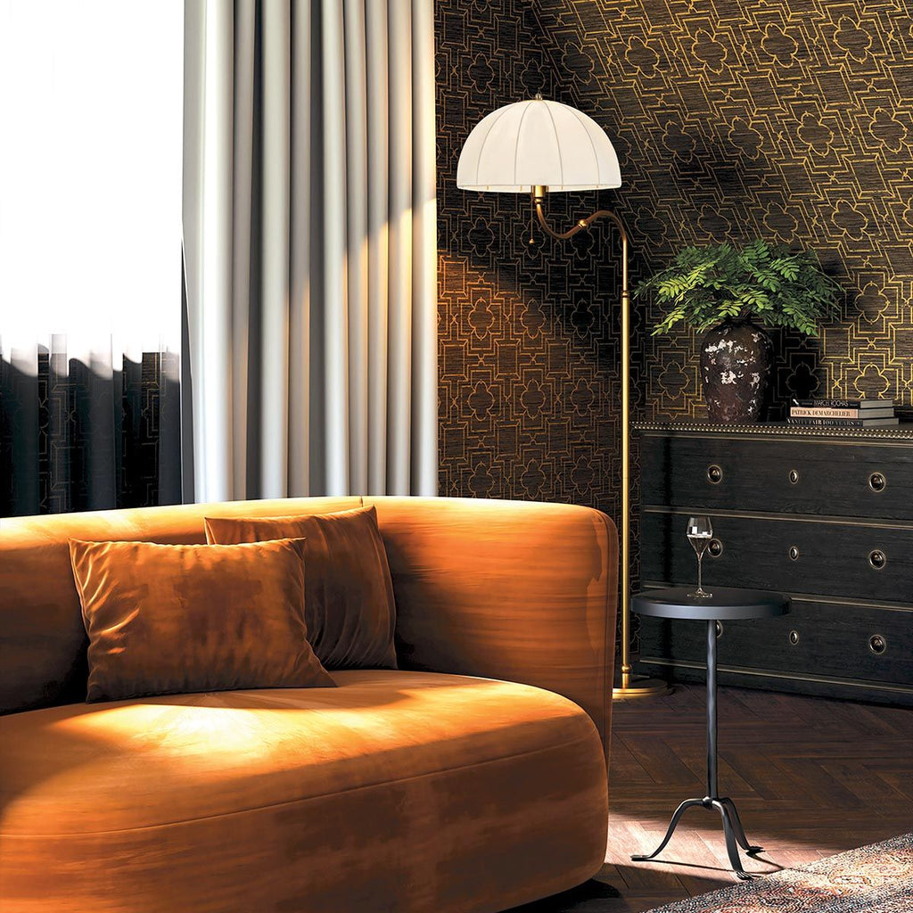 ALM-CROSBY-FL-BG Crosby 1 Light Floor Lamp Satin Cream & Brushed Gold