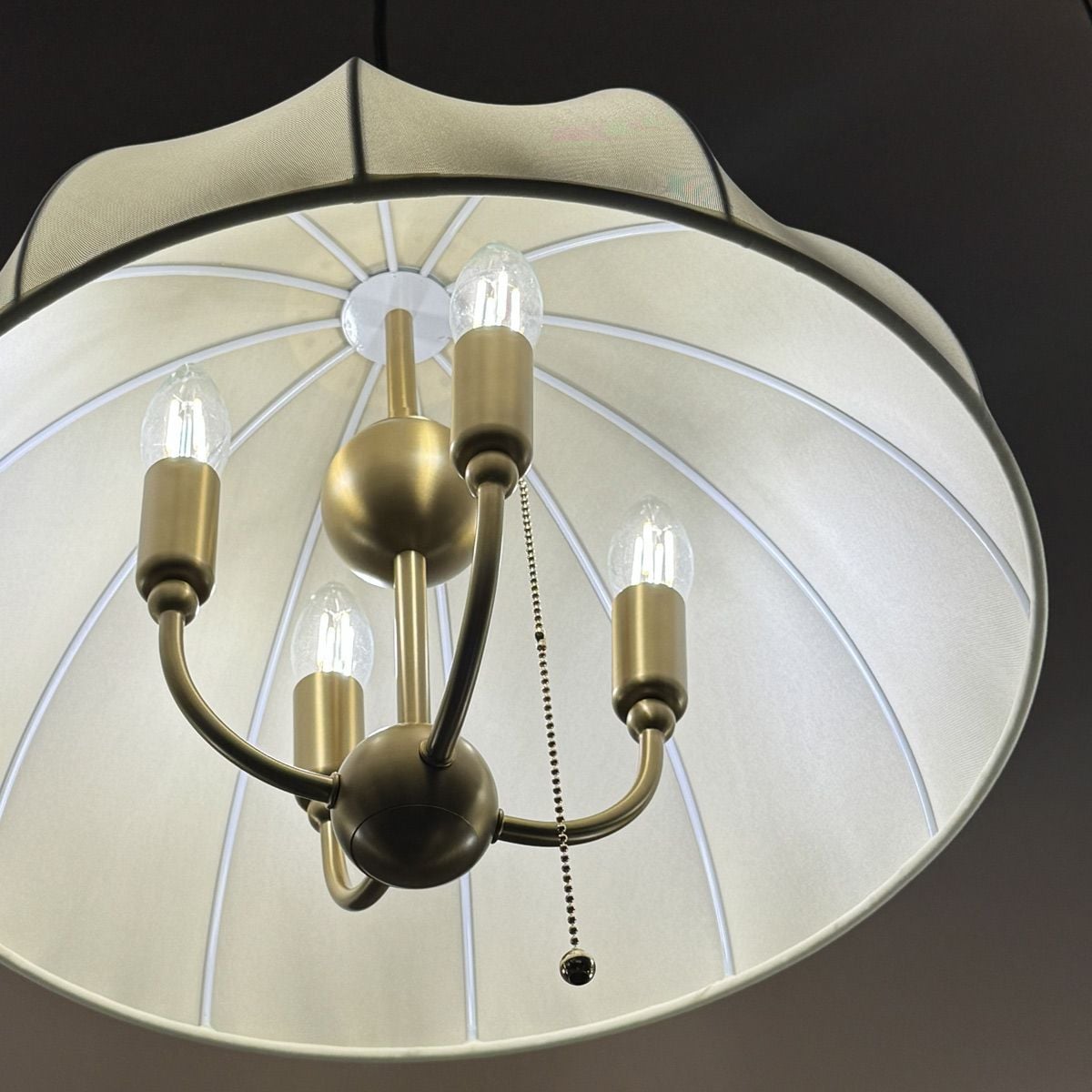 ALM-CROSBY-P-M-BG Crosby 4 Light Pendant  Satin Cream & Brushed Gold
