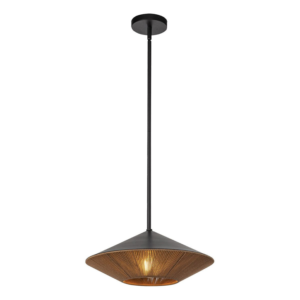 ALM-DAPHNE-P-L-MB Alora Mood Daphne 1 lt Large Pendant Matte Black & Natural