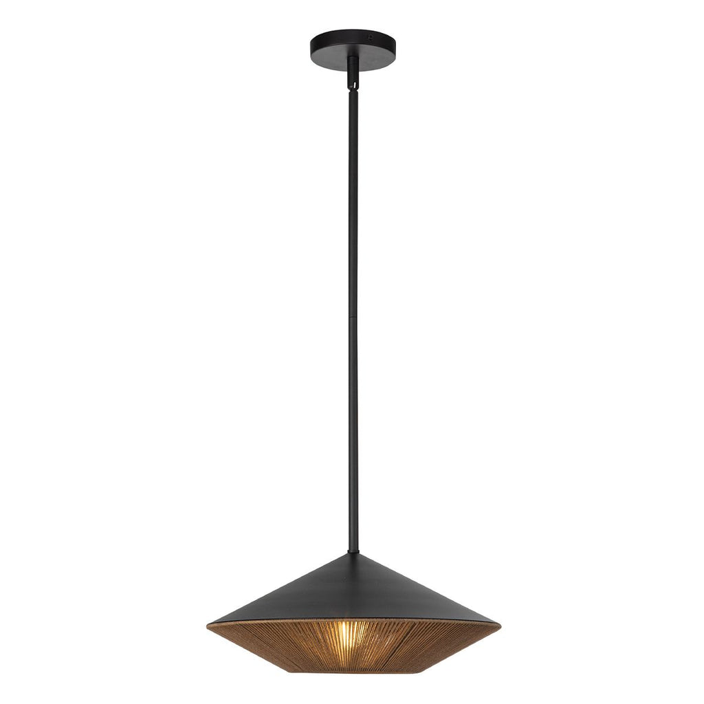 ALM-DAPHNE-P-L-MB Alora Mood Daphne 1 lt Large Pendant Matte Black & Natural