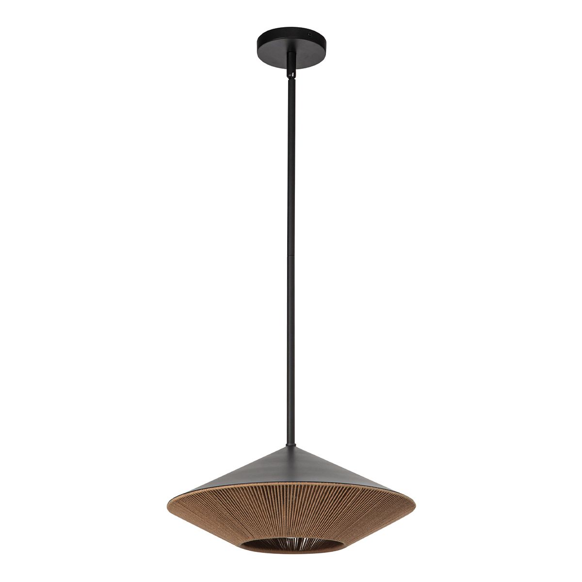 ALM-DAPHNE-P-L-MB Alora Mood Daphne 1 lt Large Pendant Matte Black & Natural