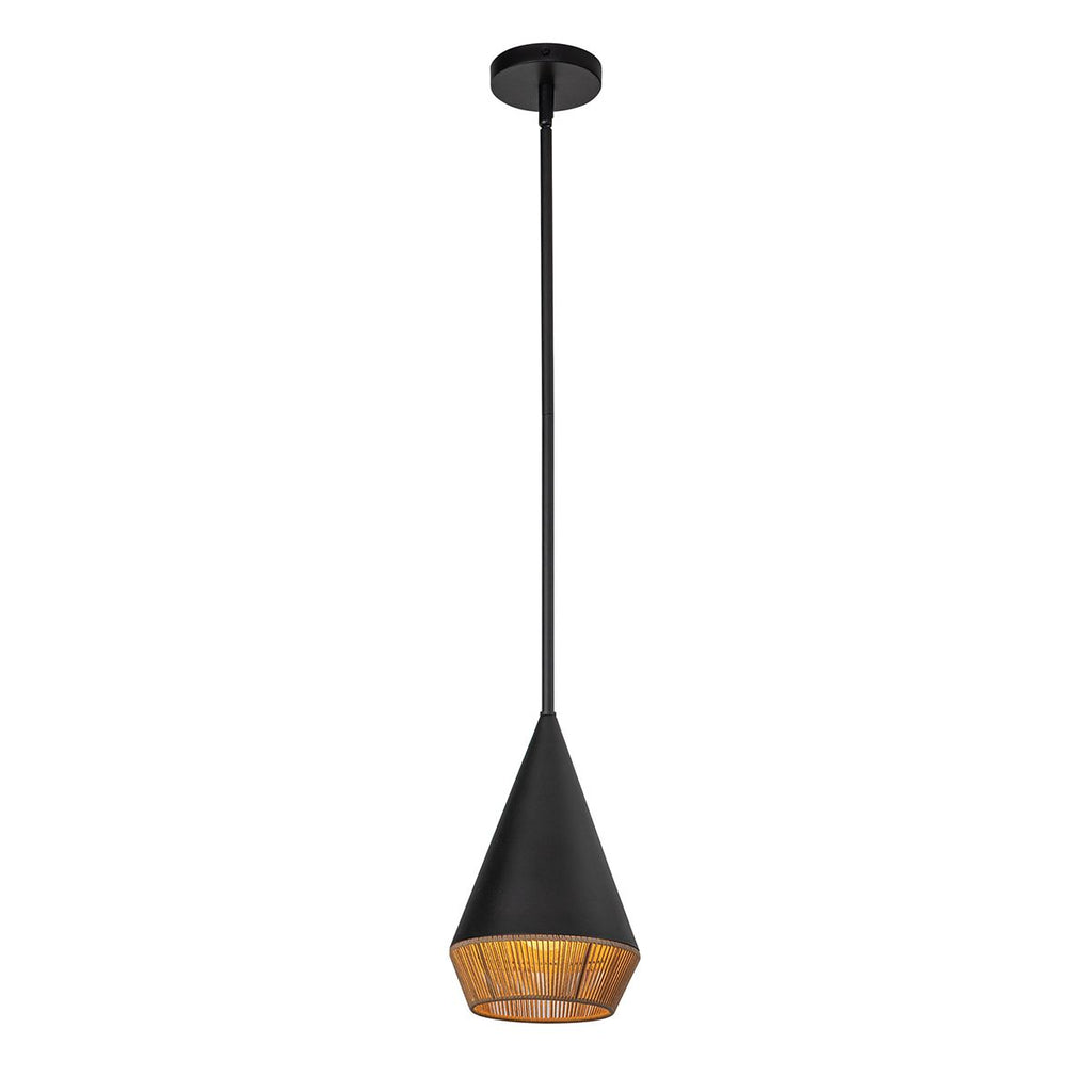 ALM-DAPHNE-P-S-MB Alora Mood Daphne 1 lt Small Pendant Matte Black & Natural