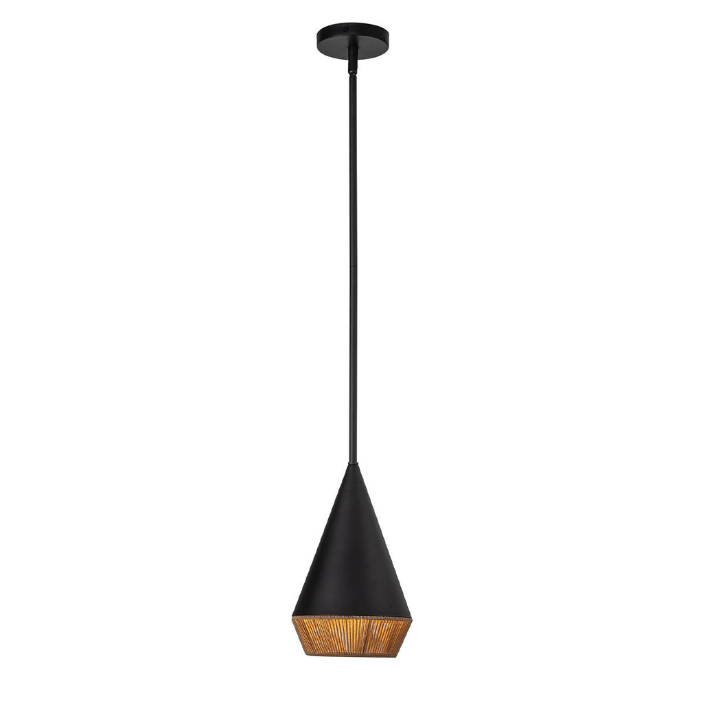 ALM-DAPHNE-P-S-MB Alora Mood Daphne 1 lt Small Pendant Matte Black & Natural