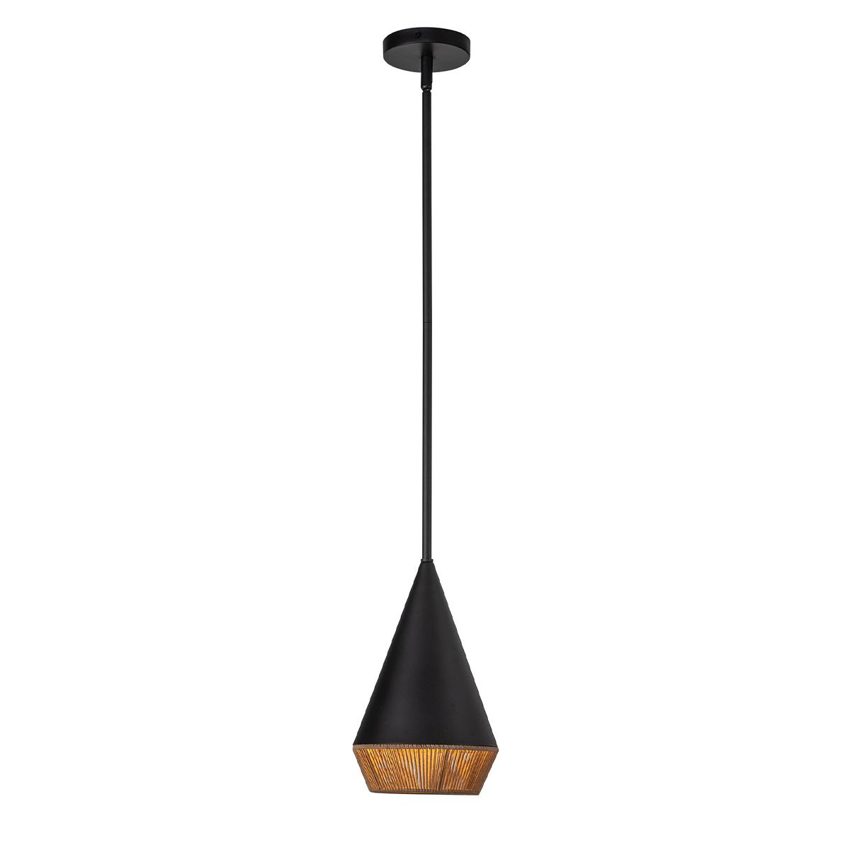 ALM-DAPHNE-P-S-MB Alora Mood Daphne 1 lt Small Pendant Matte Black & Natural