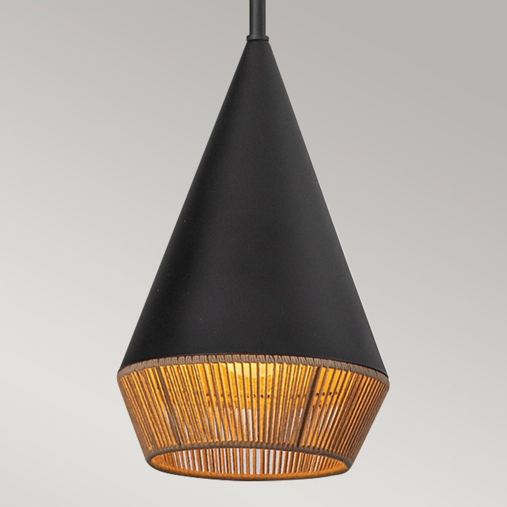 ALM-DAPHNE-P-S-MB Alora Mood Daphne 1 lt Small Pendant Matte Black & Natural