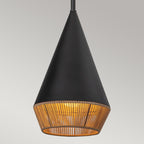 ALM-DAPHNE-P-S-MB Alora Mood Daphne 1 lt Small Pendant Matte Black & Natural
