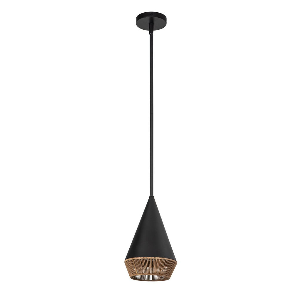 ALM-DAPHNE-P-S-MB Alora Mood Daphne 1 lt Small Pendant Matte Black & Natural