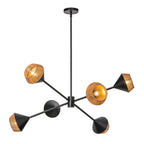 ALM-DAPHNE6-MB Alora Mood Daphne 6 lt Chandelier Matte Black & Natural