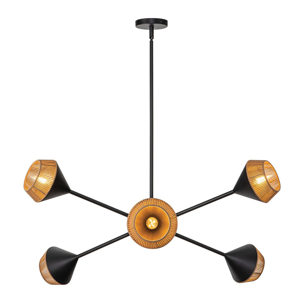 ALM-DAPHNE6-MB Alora Mood Daphne 6 lt Chandelier Matte Black & Natural