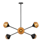 ALM-DAPHNE6-MB Alora Mood Daphne 6 lt Chandelier Matte Black & Natural