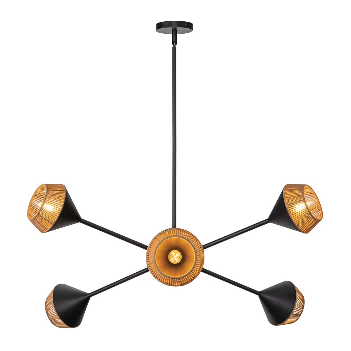 ALM-DAPHNE6-MB Alora Mood Daphne 6 lt Chandelier Matte Black & Natural
