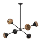 ALM-DAPHNE6-MB Alora Mood Daphne 6 lt Chandelier Matte Black & Natural