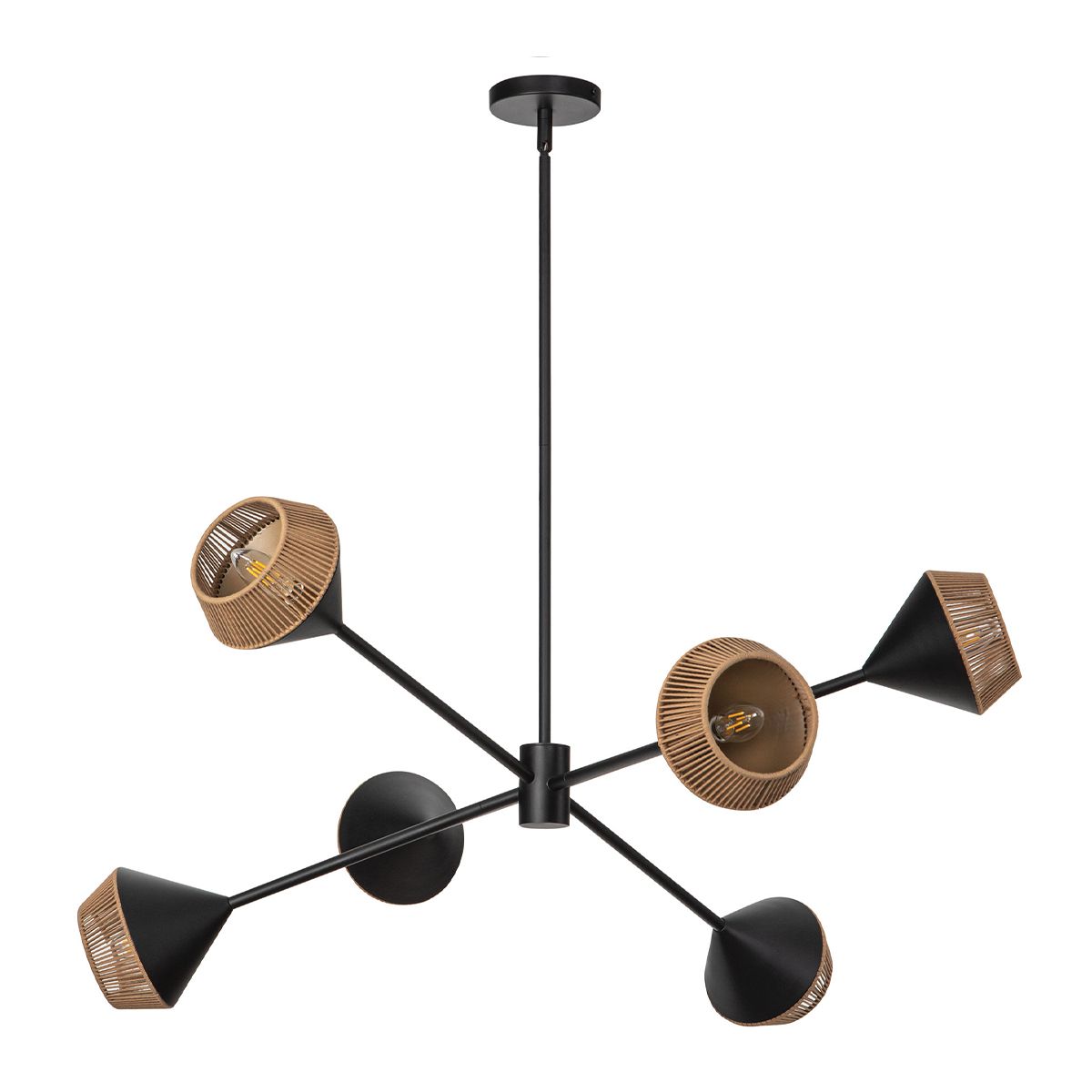 ALM-DAPHNE6-MB Alora Mood Daphne 6 lt Chandelier Matte Black & Natural