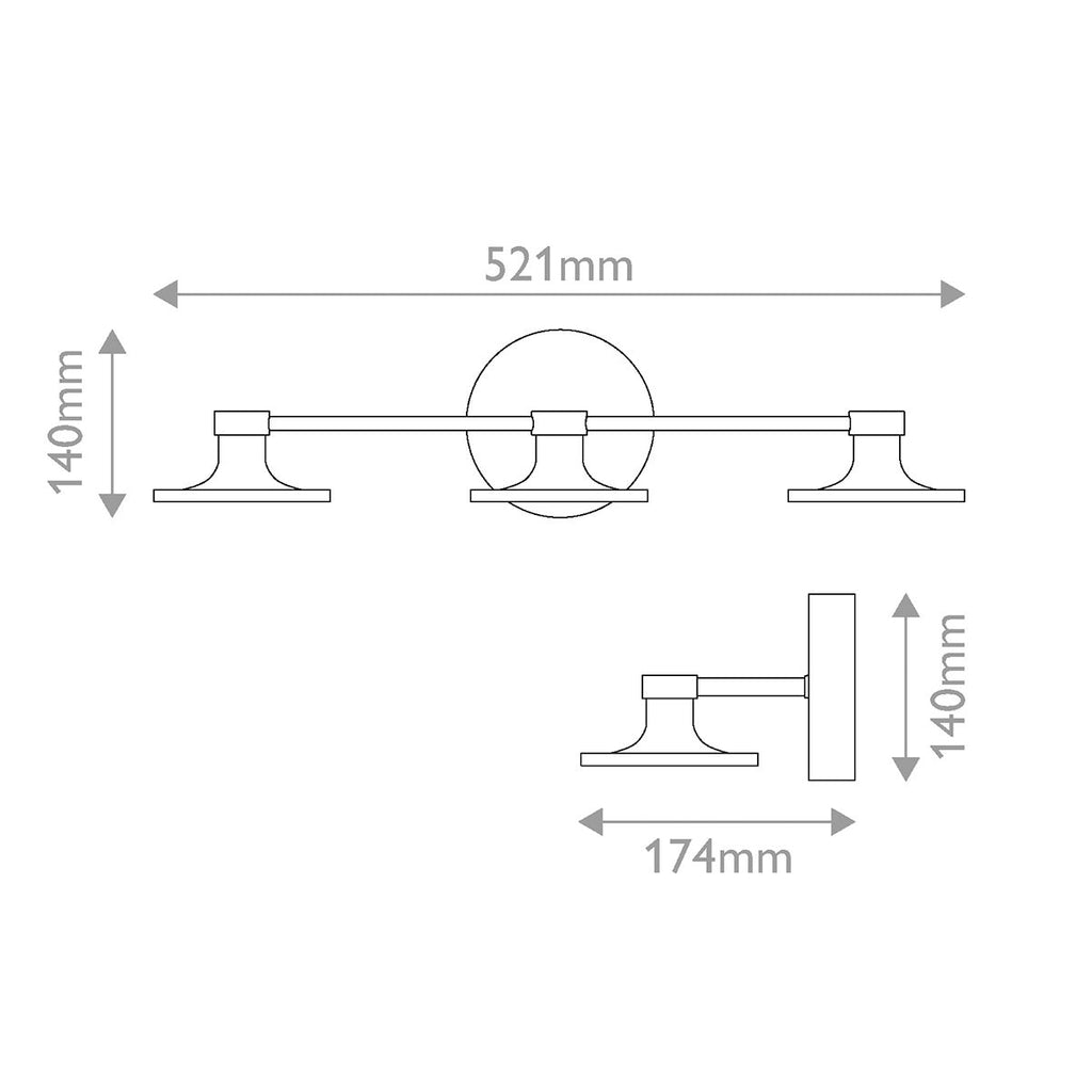 ALM-ISSA-3WB-BG Issa 3 Light LED  Bathroom Wall Light  Brushed Gold