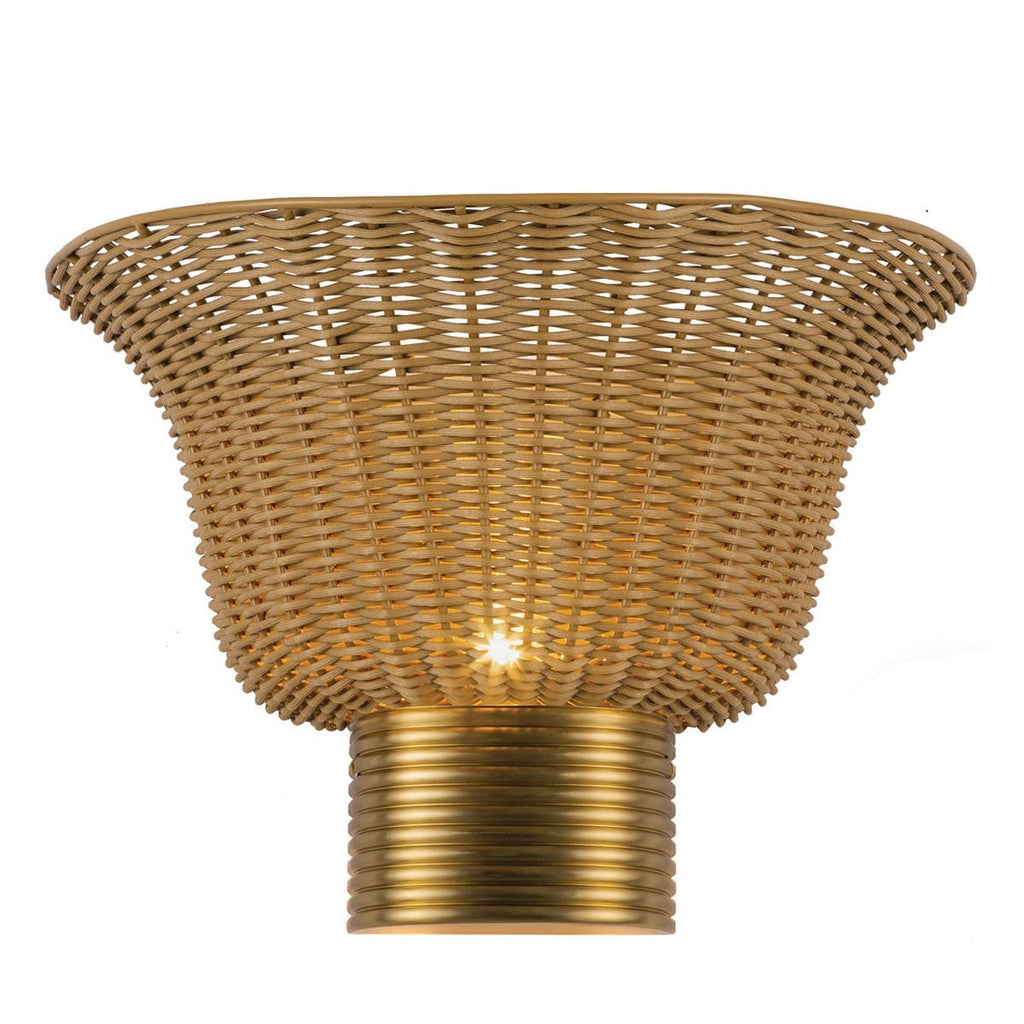 ALM-KAI-2WU-BG Kai 2 Light Wall Light  Brushed Gold & Rattan