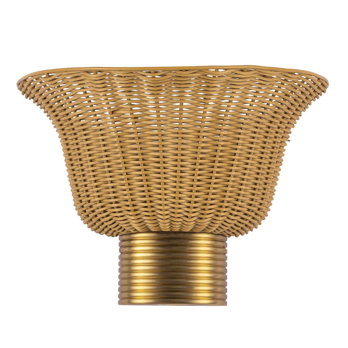 ALM-KAI-2WU-BG Kai 2 Light Wall Light  Brushed Gold & Rattan
