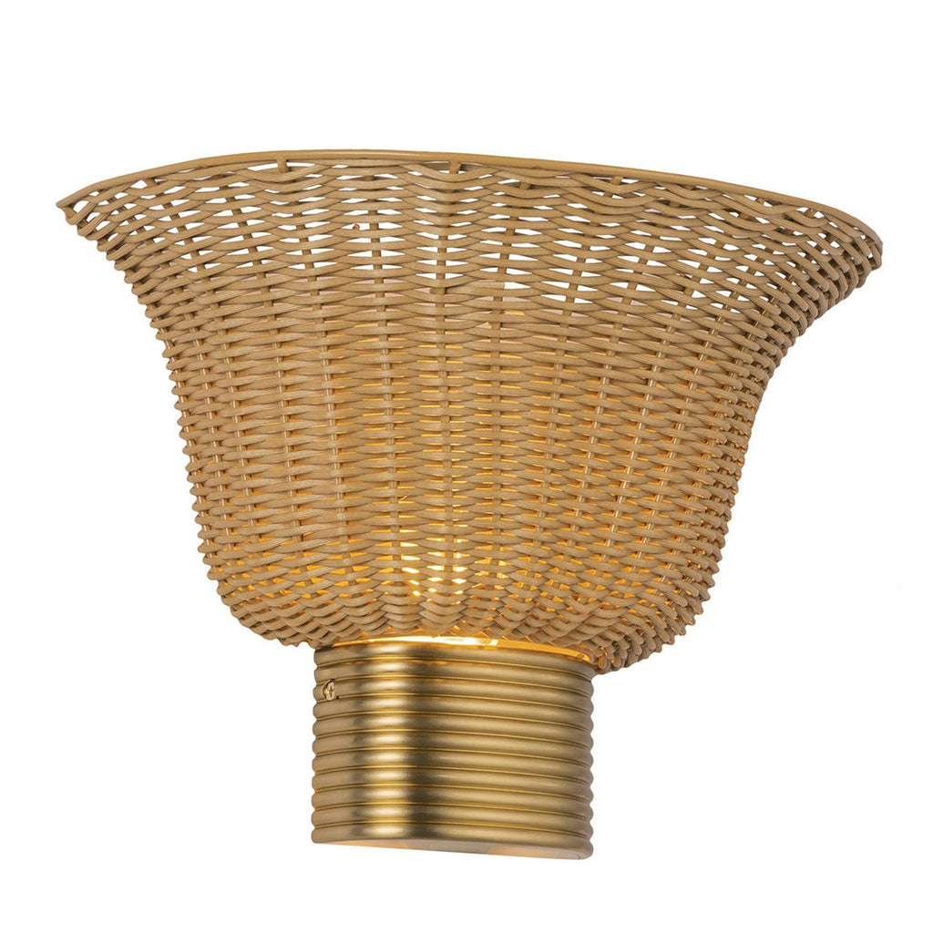 ALM-KAI-2WU-BG Kai 2 Light Wall Light  Brushed Gold & Rattan