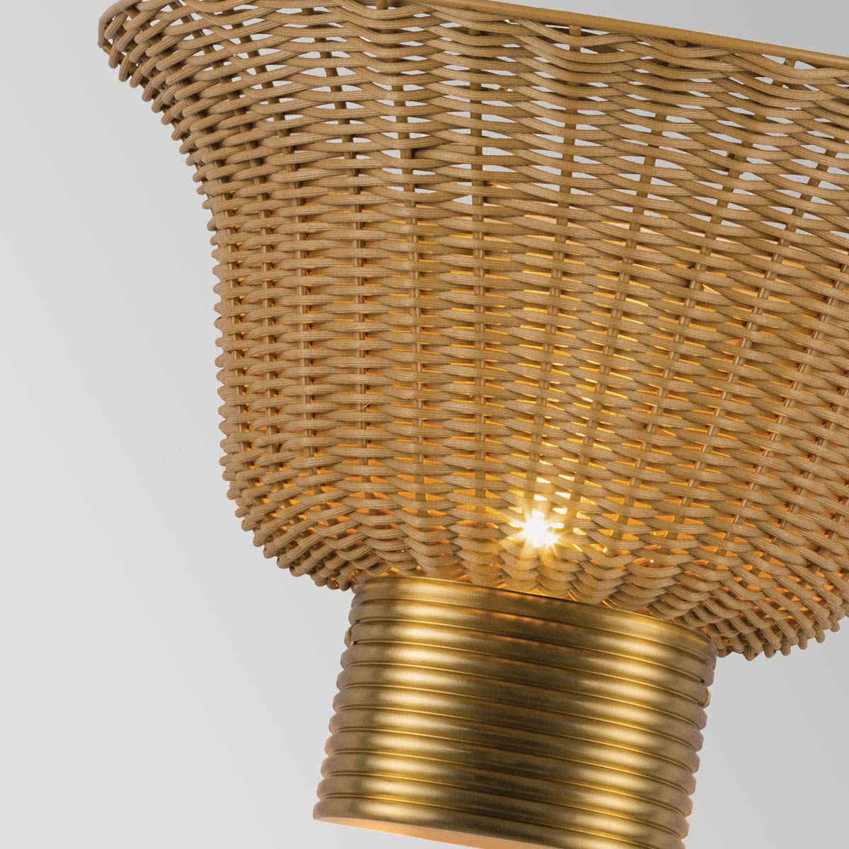 ALM-KAI-2WU-BG Kai 2 Light Wall Light  Brushed Gold & Rattan