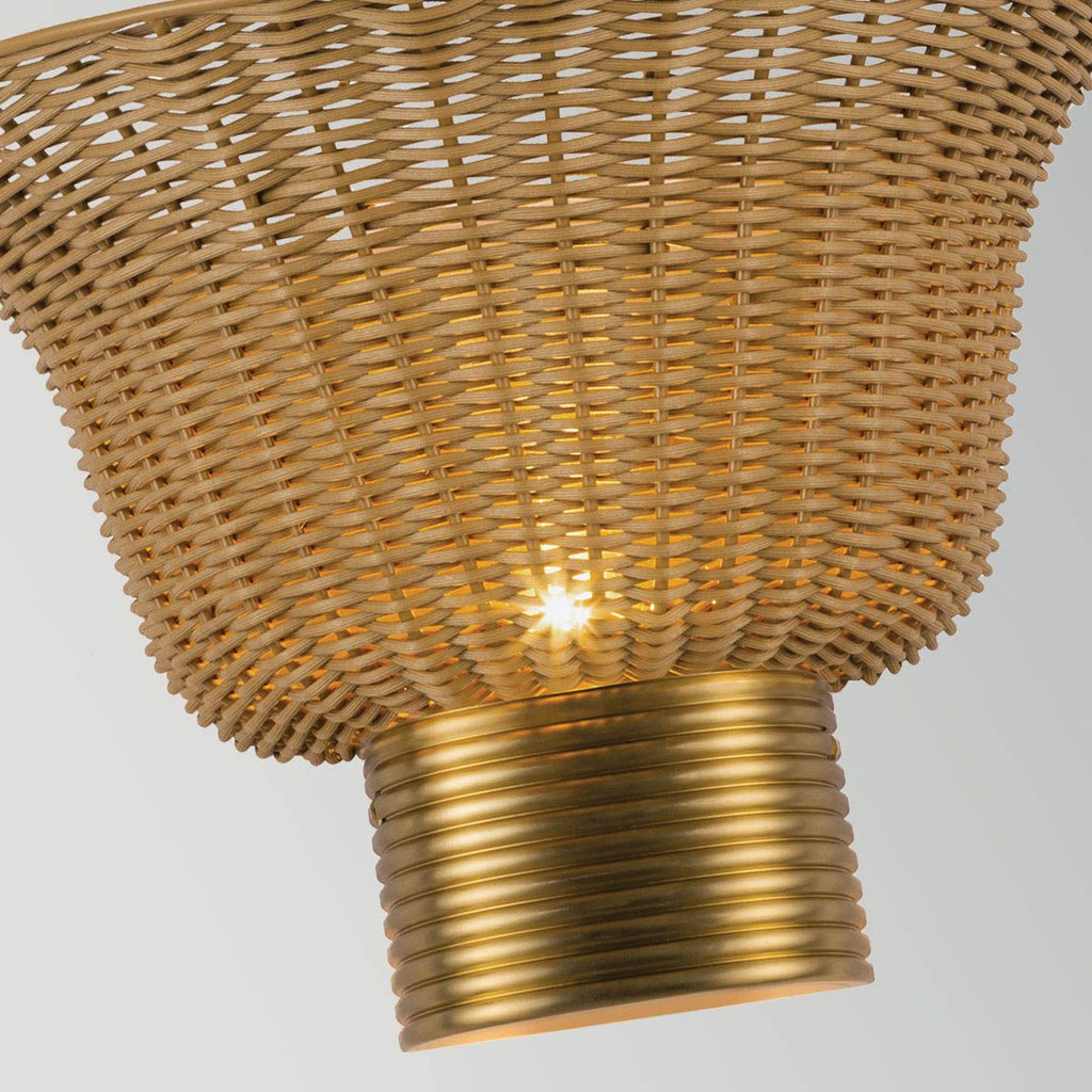 ALM-KAI-2WU-BG Kai 2 Light Wall Light  Brushed Gold & Rattan