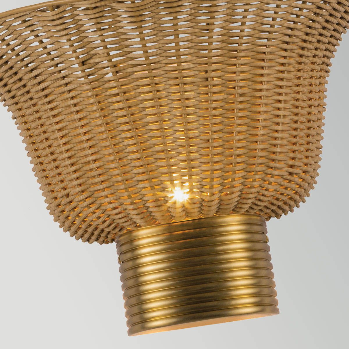 ALM-KAI-2WU-BG Kai 2 Light Wall Light  Brushed Gold & Rattan