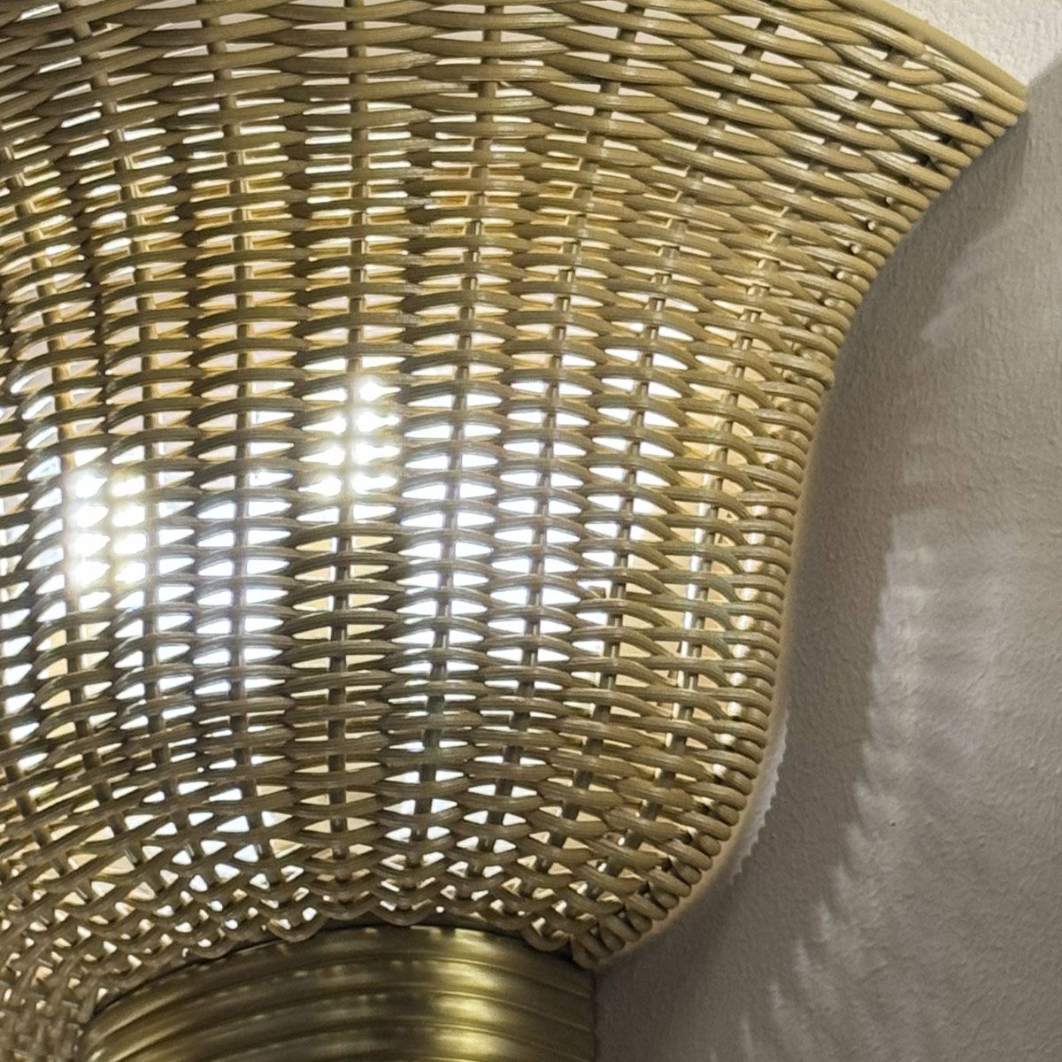 ALM-KAI-2WU-BG Kai 2 Light Wall Light  Brushed Gold & Rattan