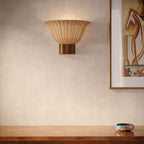 ALM-KAI-2WU-BG Kai 2 Light Wall Light  Brushed Gold & Rattan