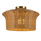 ALM-KAI-F-BG Kai 1 Light Flush Brushed Gold & Rattan