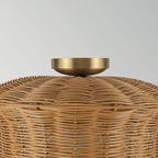 ALM-KAI-F-BG Kai 1 Light Flush Brushed Gold & Rattan
