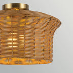 ALM-KAI-F-BG Kai 1 Light Flush Brushed Gold & Rattan