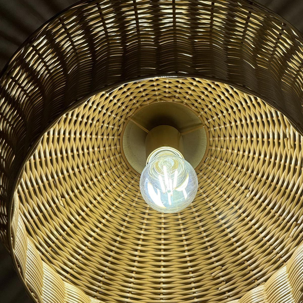 ALM-KAI-F-BG Kai 1 Light Flush Brushed Gold & Rattan