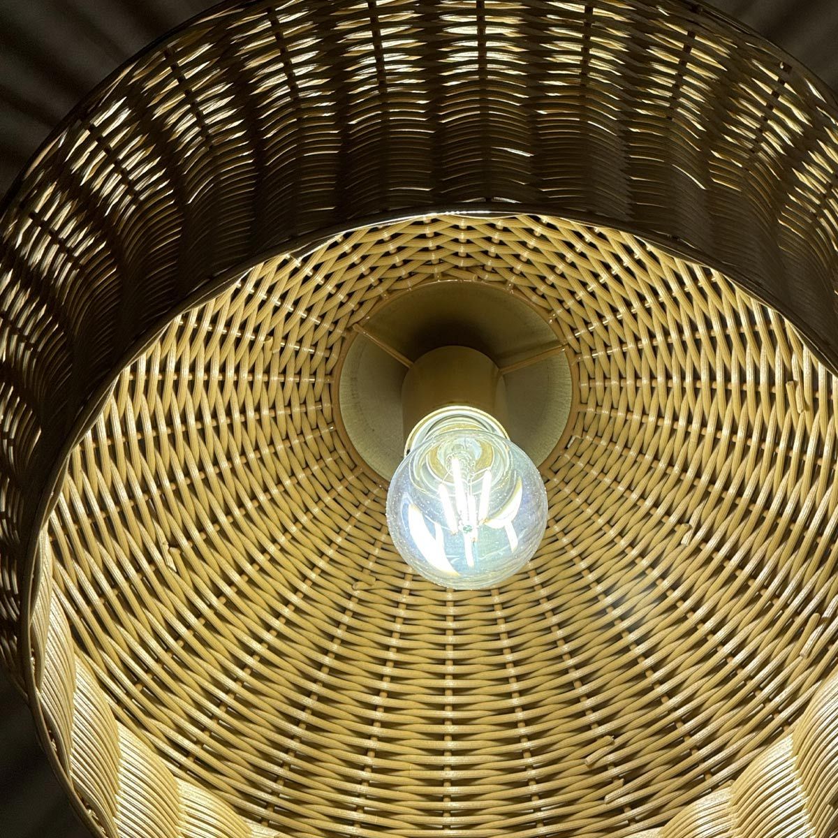 ALM-KAI-F-BG Kai 1 Light Flush Brushed Gold & Rattan