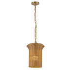 ALM-KAI-P-S-BG Kai 1 Light Small Pendant Brushed Gold & Rattan