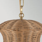 ALM-KAI-P-S-BG Kai 1 Light Small Pendant Brushed Gold & Rattan