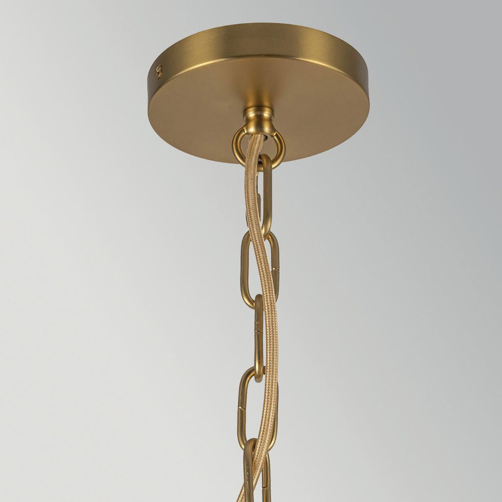 ALM-KAI-P-S-BG Kai 1 Light Small Pendant Brushed Gold & Rattan