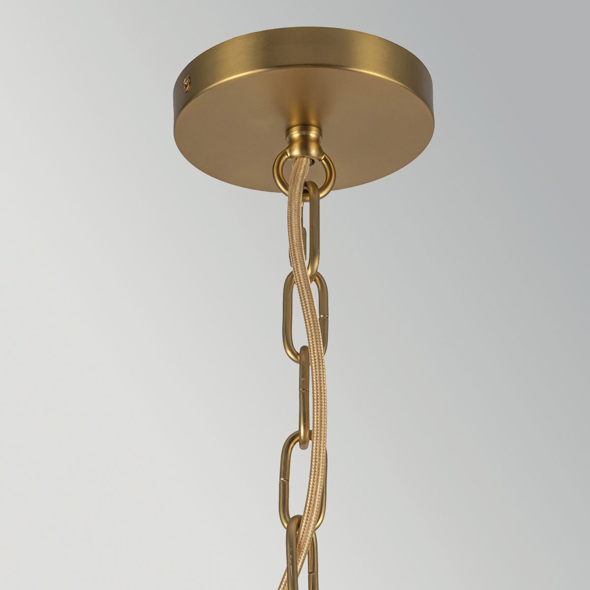 ALM-KAI-P-S-BG Kai 1 Light Small Pendant Brushed Gold & Rattan