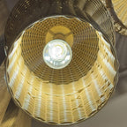 ALM-KAI-P-S-BG Kai 1 Light Small Pendant Brushed Gold & Rattan