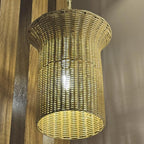 ALM-KAI-P-S-BG Kai 1 Light Small Pendant Brushed Gold & Rattan