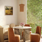 ALM-KAI-P-S-BG Kai 1 Light Small Pendant Brushed Gold & Rattan