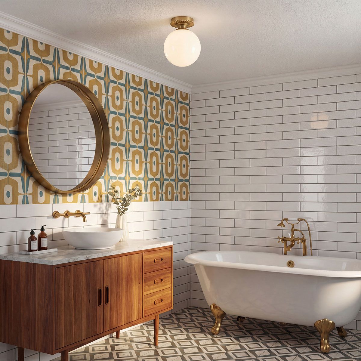 ALM-OTIS-F-BG-OP Otis  Bathroom 1 Light Flush Ceiling Brushed Gold