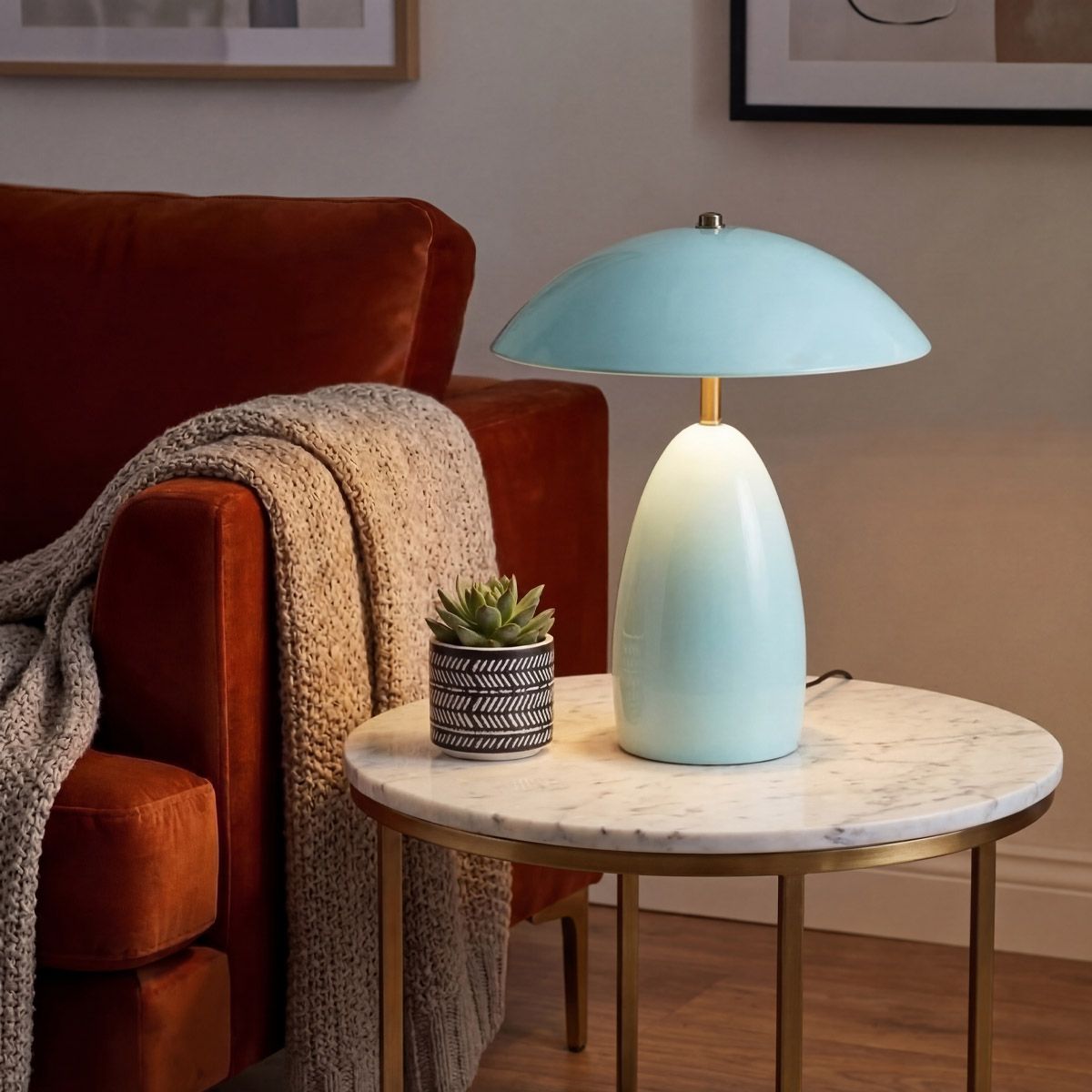 ALM-POPPY-TL-M-CB Poppy LED Medium Table Lamp Cerulean Light Blue