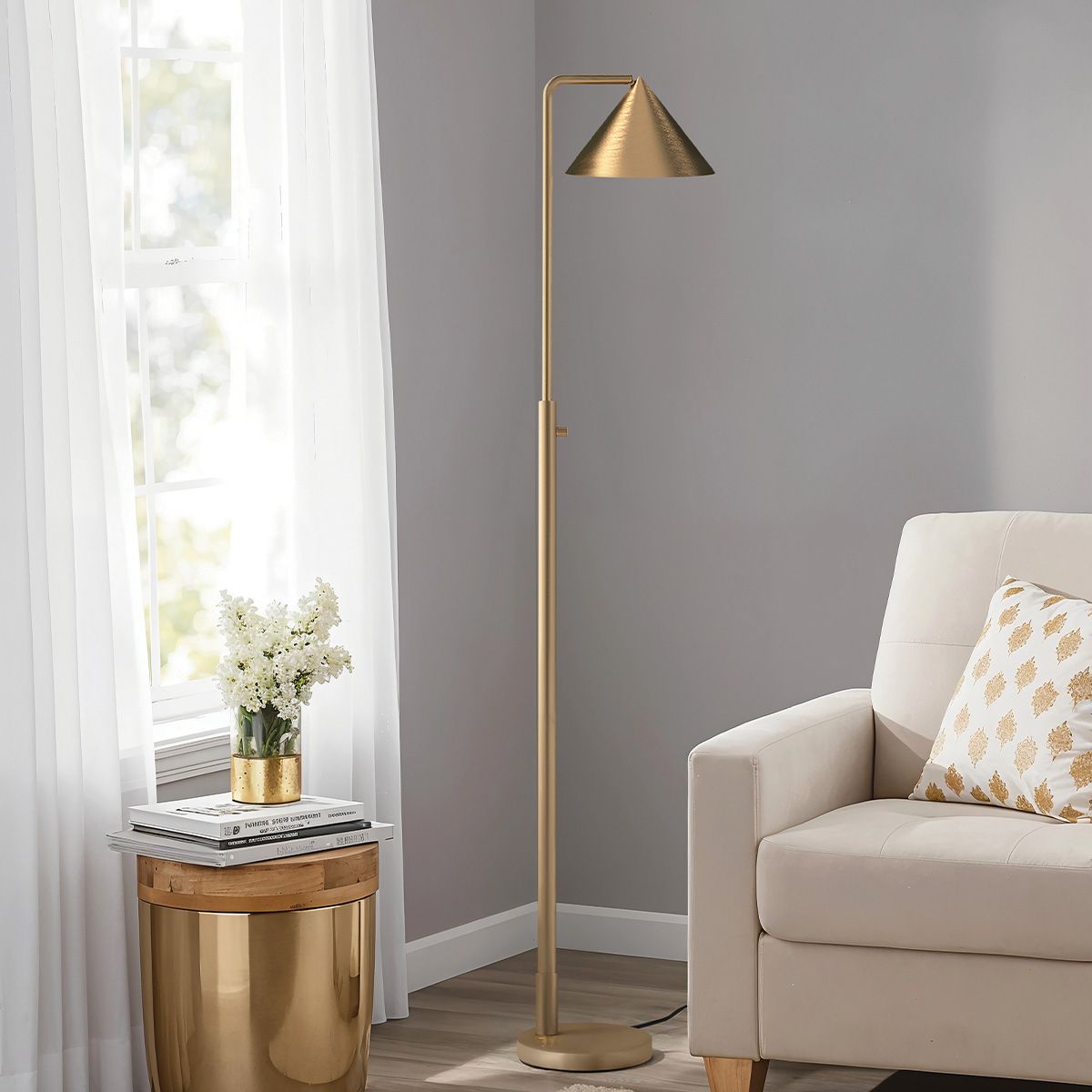 ALM-REMYCK-FL-GD Alora Mood Remyck 1 lt Floor Lamp Brushed Gold